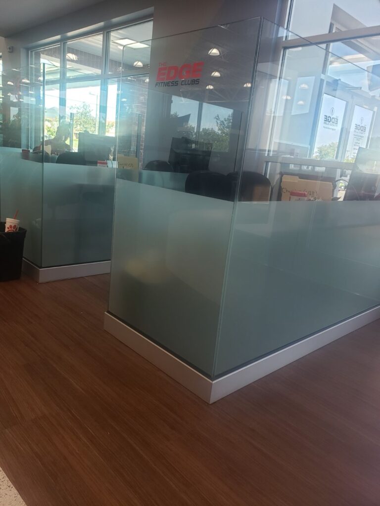 Office cubicles with glass dividers
